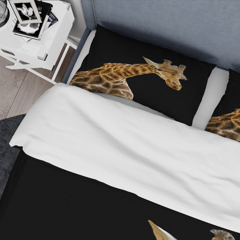 Portrait of A Giraffe VI - Ensemble de housse de couette Farmhouse - Microfibre de polyester