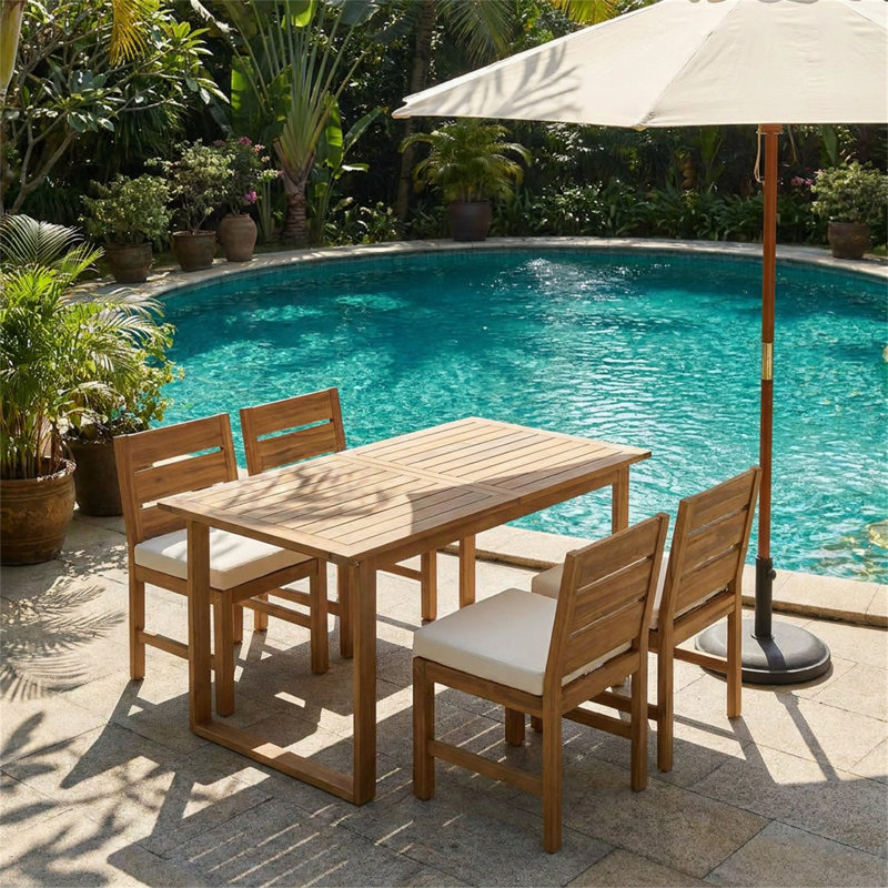 Ensemble repas d'extérieur pour 4 personnes Farmhouse, Beige, naturel