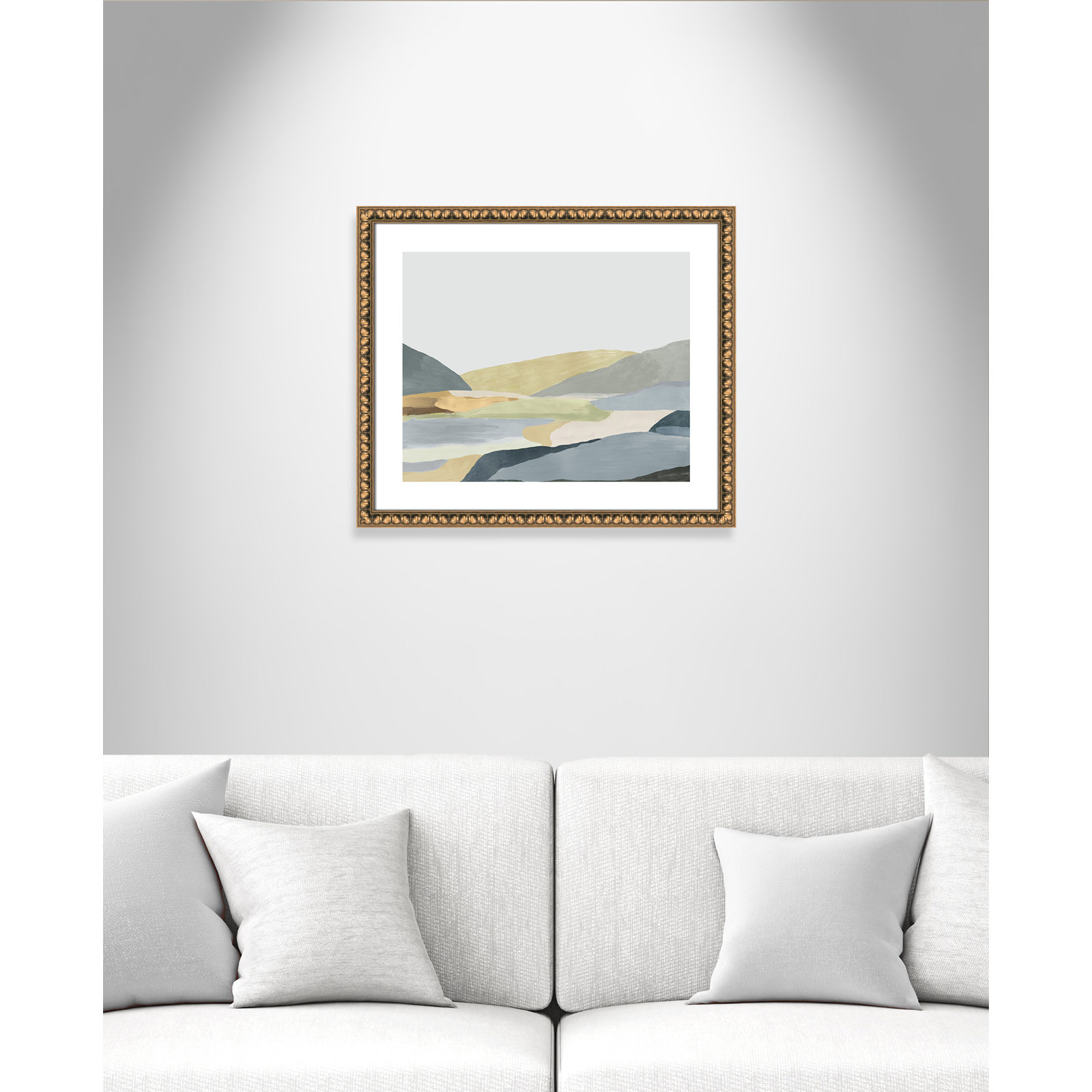 'Warm Hills II' - Picture Frame Painting Print on Paper, Gold Bead Framed Paper, 22.5" H x 26.5" W x 1.13" D