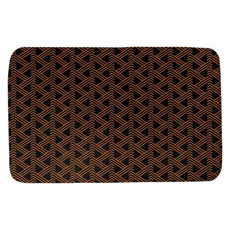 Bath Rug, 24" W x 17" L, Black/Orange