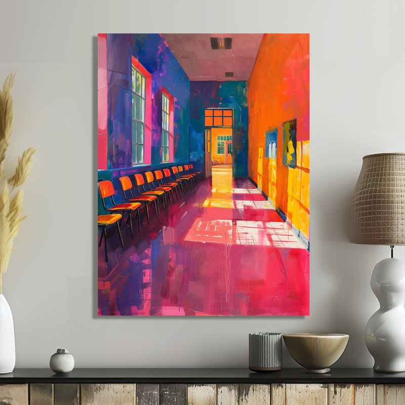 Décoration murale orange et bleue classe créative III - Écoles, Métal métal, H 20 po x l 12 po x P 1 po
