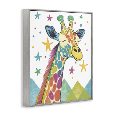 Giclée encadrée fantaisiste de girafe et d'étoiles, design par Chen Alyesh