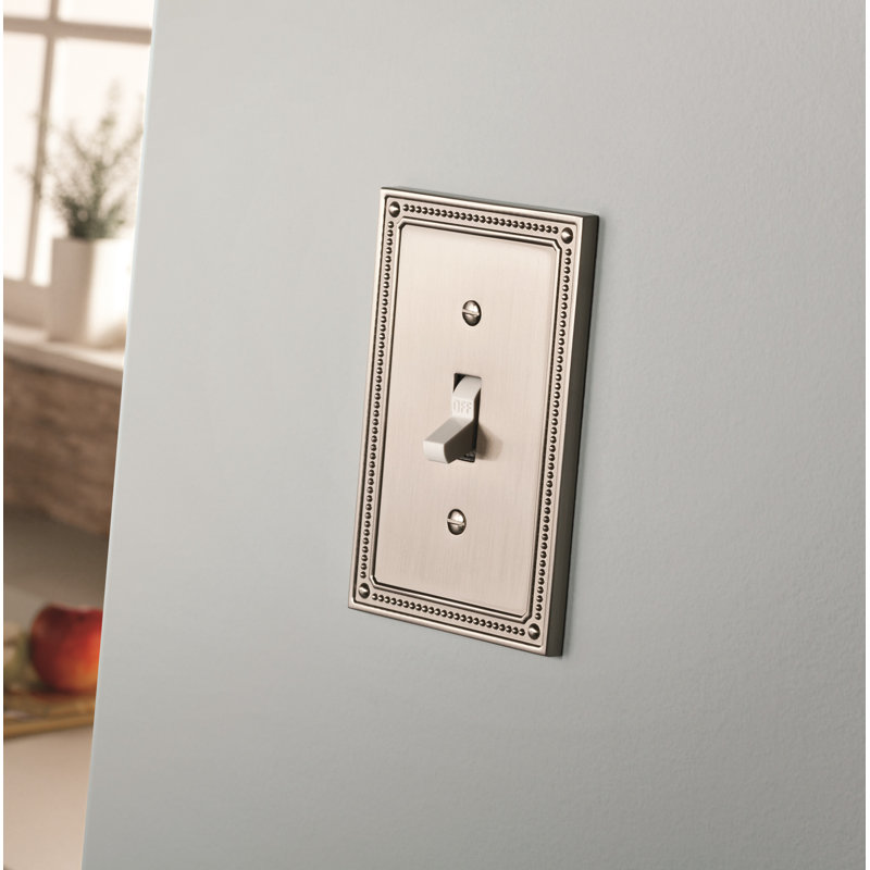Classic Beaded 1-Gang Toggle Light Switch Wall Plate, Brushed Nickel