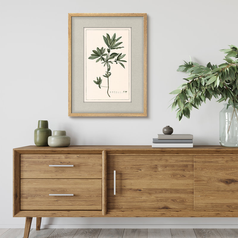 Botanical Herb Framed Wall Art Prints - Minimal Green Plant for Kitchen Dining Room, H 14 po x l 11 po, Natural