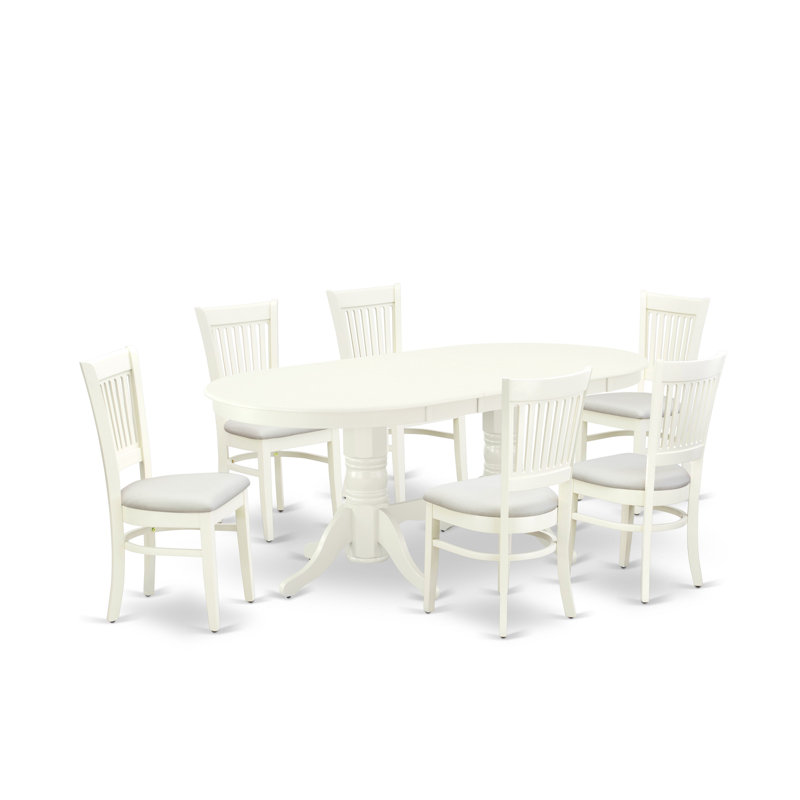 Ensemble de table de salle à manger 7 pièces 7 pièces Modernes, Blanc cassé, 7 pièces