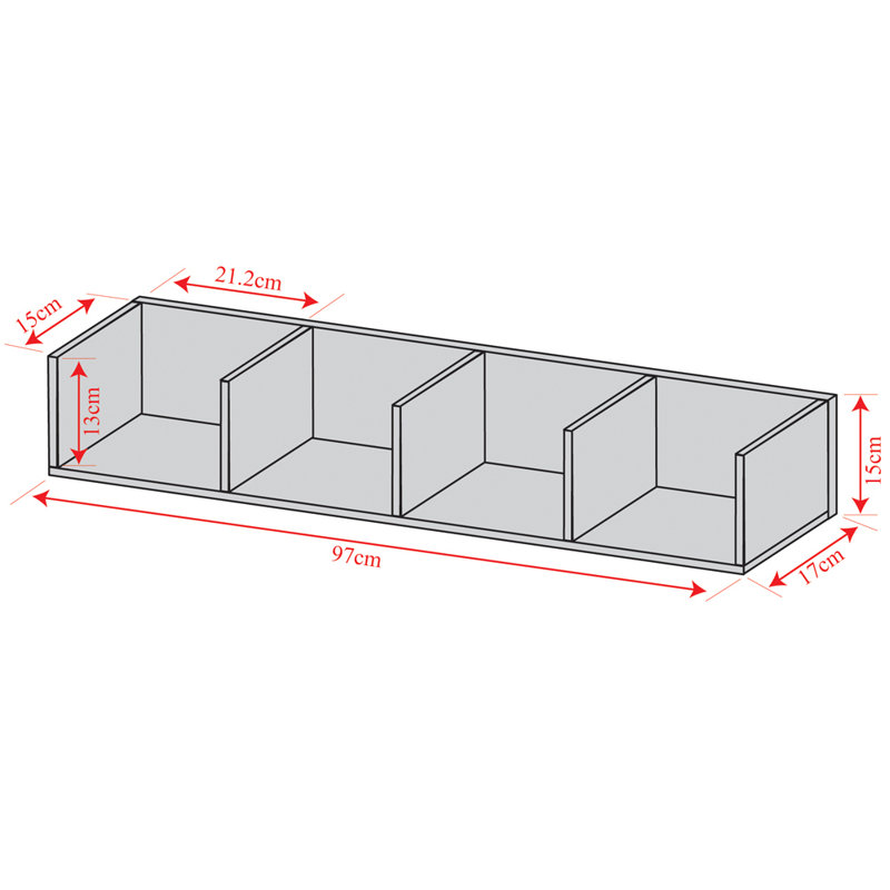 15cm H Wall Mounted Media Storage, Oak