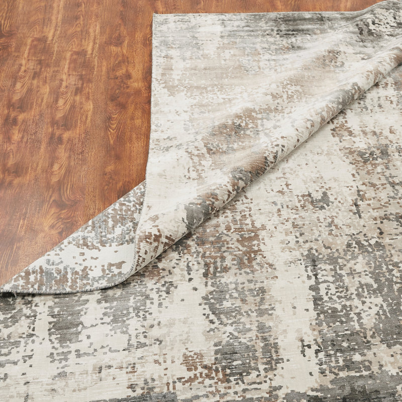 Abstract Area Rug in Brown, Rectangle 2' x 3'