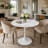Modern Round Dining Table with Sturdy Metal Base