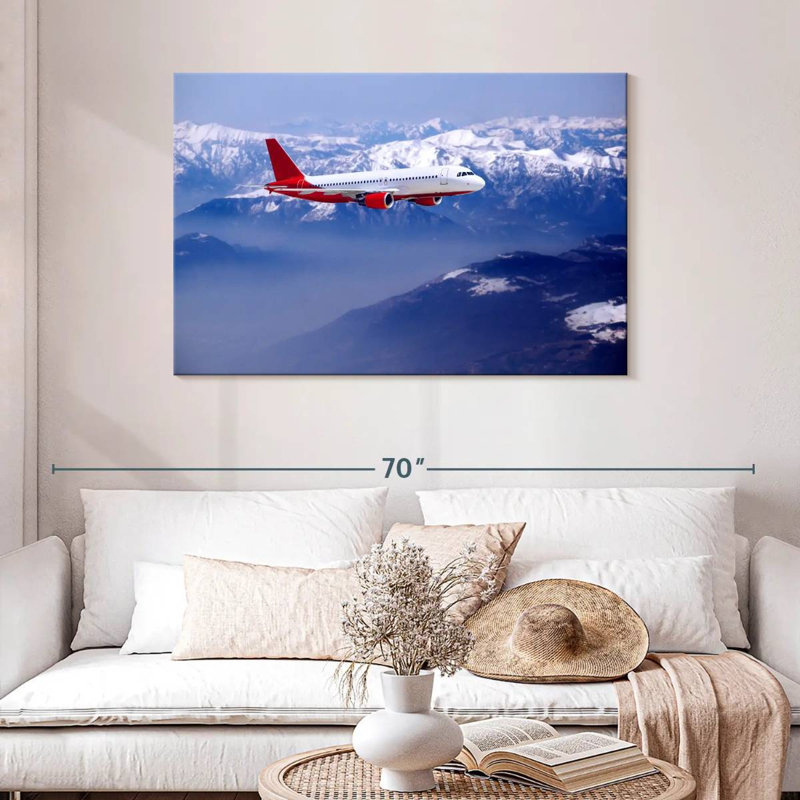 Mehar Airplane Over Snowy Mountain, 30" H x 45" W