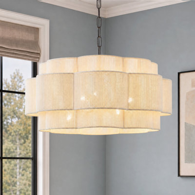 23.2" 6-Light Scalloped Rope Tiered Chandelier