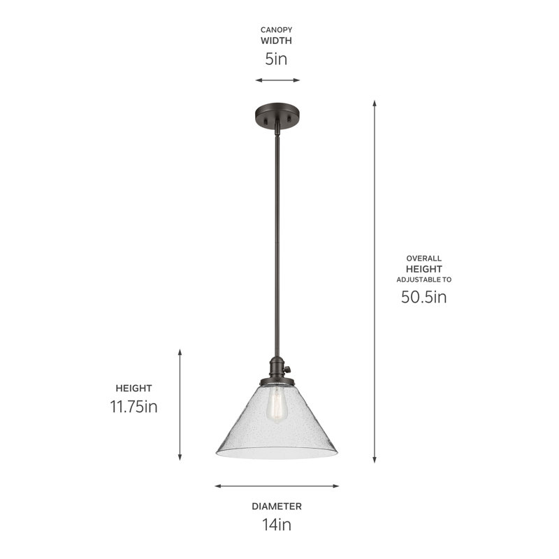 11.75" 1-Light Cone Pendant, Bronze