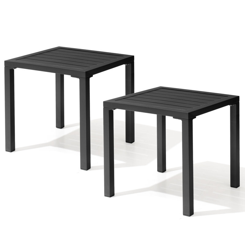 Table d'appoint carrée en aluminium, Noir