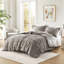 Édredon en fausse fourrure unie double / grand gris avec 2 taies décoratives-120252373-120252374