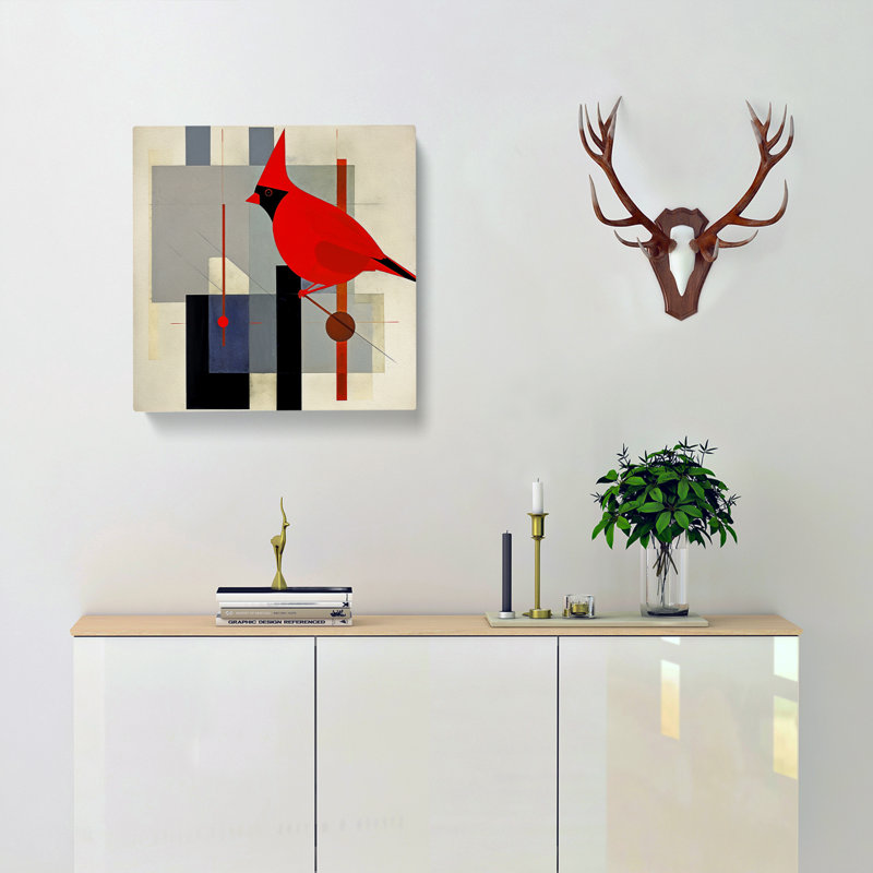 Cardinal Bird Suprematism No.6 - Wrapped Canvas, 35cm H x 35cm W x 3cm D