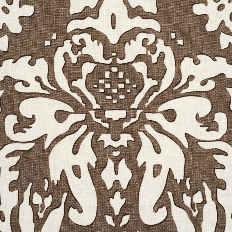 Schumacher X Veere Grenney Suffolk Damask Fabric, Brown