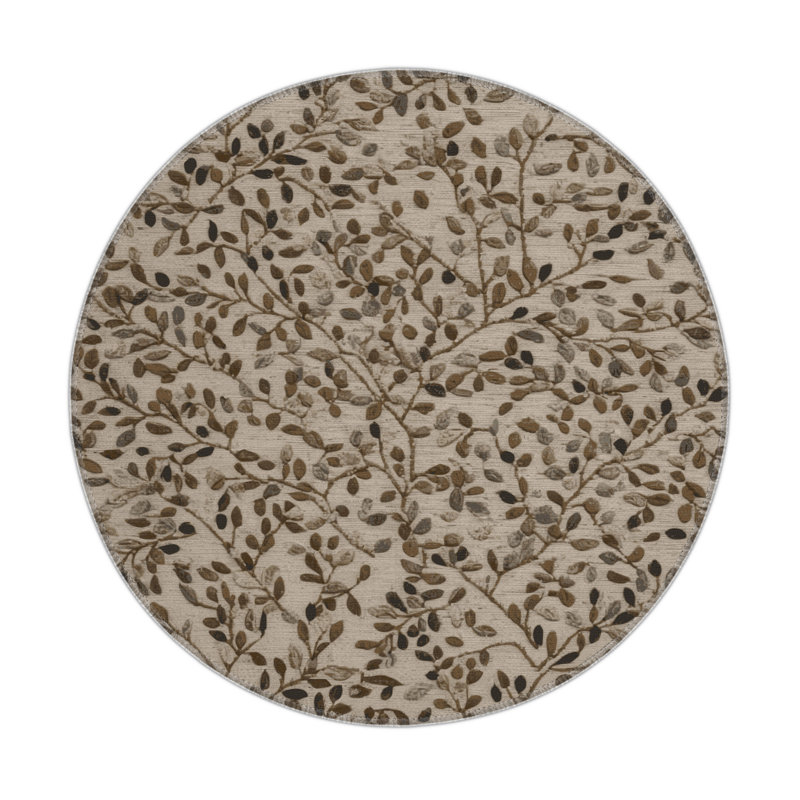 Nature Gray Indoor and Outdoor Area Rug, Round 5'