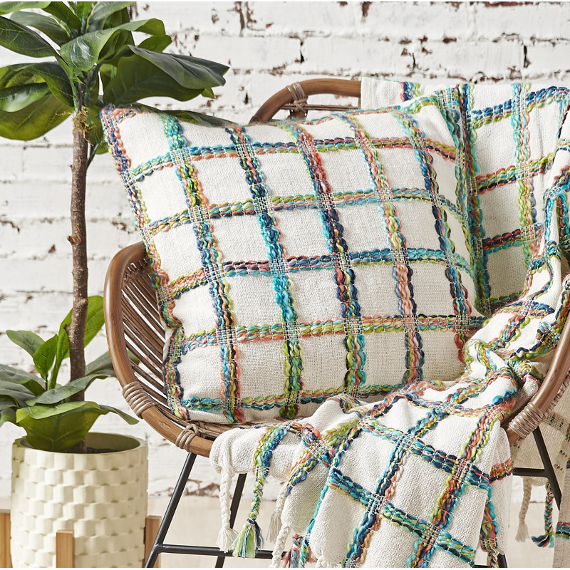 Multicolor Hand Loomed Geometric Throw Pillow