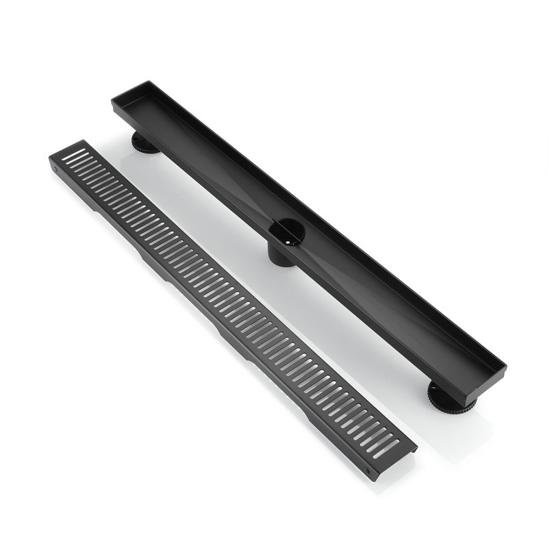 BOANN 304 Stainless Steel Rectangular Linear Shower Floor Drain (28 in), Black 