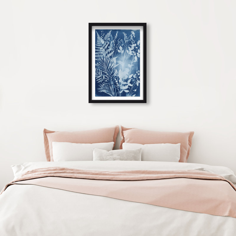 Blue Foliage II Print by Oliver Gal, 17.5"H x 25.5"W, Black Shadowbox