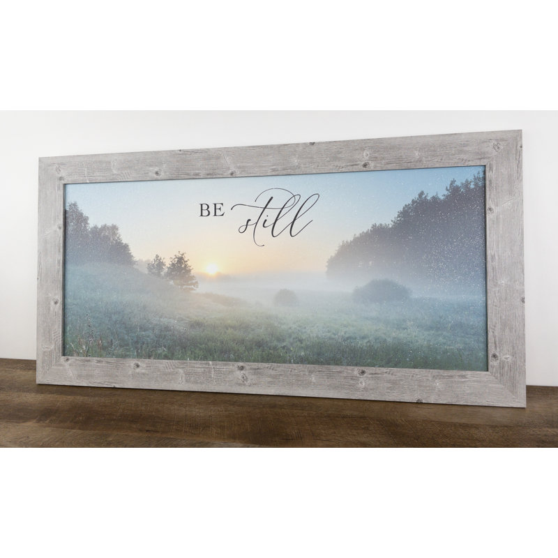 «Be Still», art encadré au lever du soleil, champ