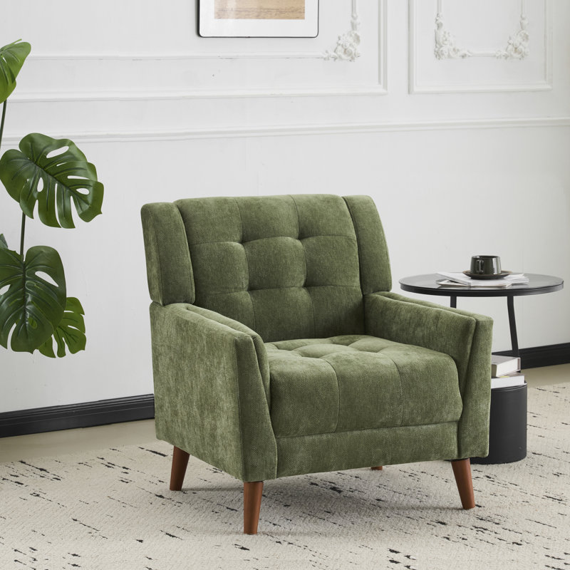 Greenmont 81.99Cm Wide Tufted Polyester Armchair, Green Chenille