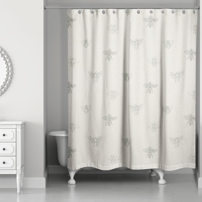 Asheley Abstract Shower Curtain, Gray/Cream