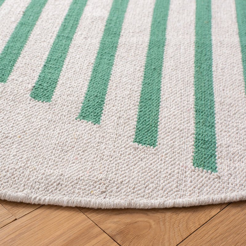 Tapis rayé en coton tissé à la main Esveidy, Carré 6 pi