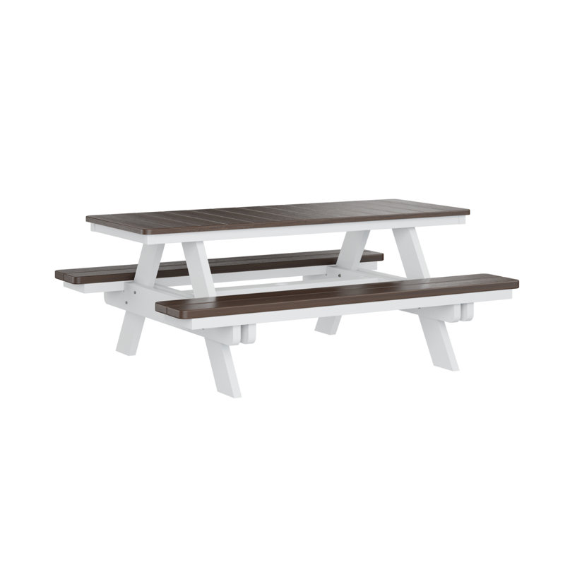 Table de pique-nique rectangulaire Berlin Gardens Ada, H 29 po x L 72 po x l 58 po, Noyer brésilien / blanc