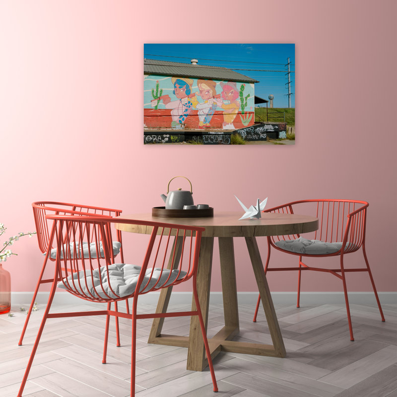 Vibrant Cowgirl Mural Colorful Modern Vibrant Urban Architecture Wall Art Print 1 Piece Wrapped Canvas Wall Art
