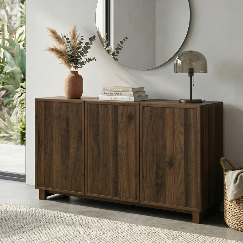 Beatriz 47.2" Wide 3-Door Sideboard Cabinet, Walnut