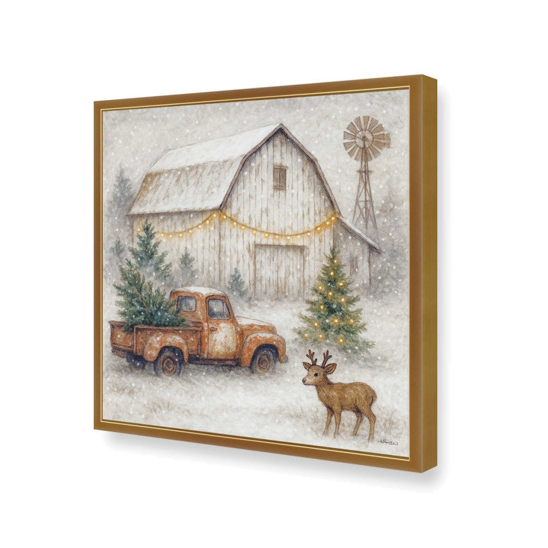 «Christmas is in the air» par Anthony Smith, reproduction d'art, L 20 po x H 20 po, Doré, Impression encadrée