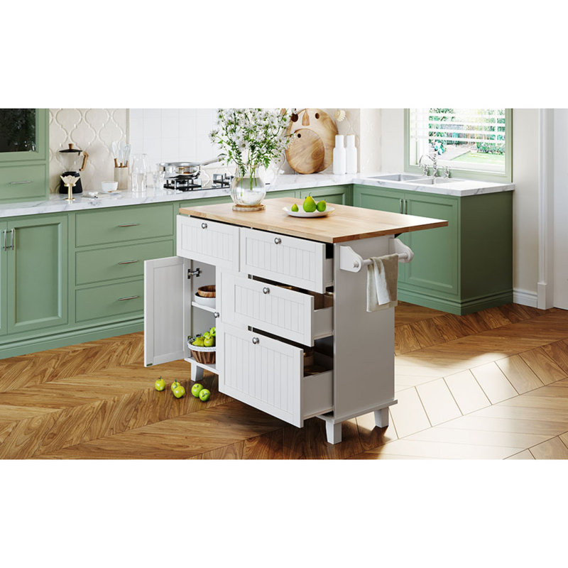 Îlot de cuisine Farmhouse avec abattant et armoire de rangement pour la cuisine