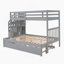 Lit mezzanine avec lit gigogne en bois