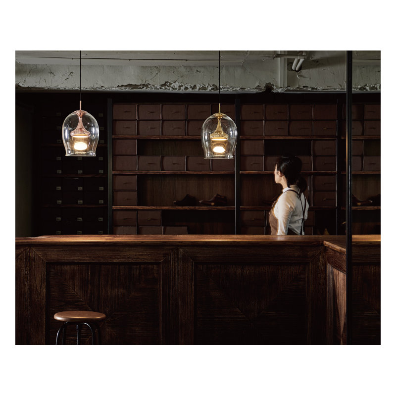 Moai 1 - Light Pendant, 7.8" H x 6.4" W x 6.4" D, Copper