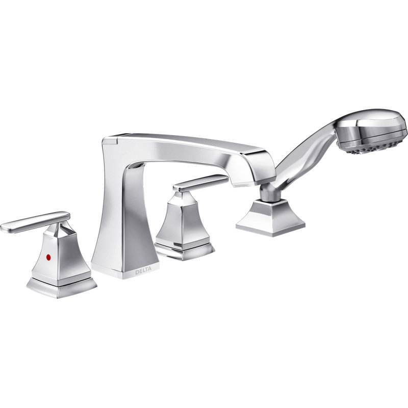 Ashlyn Double Handle Deck Mounted Roman Tub Faucet Trim with Handshower, Chrome