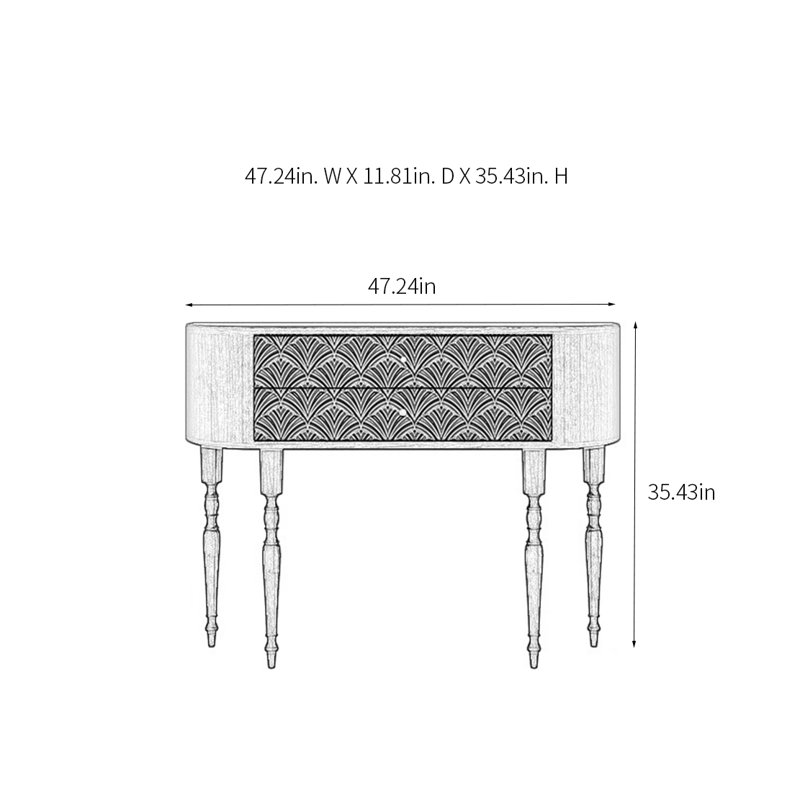 Console rétro élégante, H 35,43 po x l 47,24 po x P 11,81 po