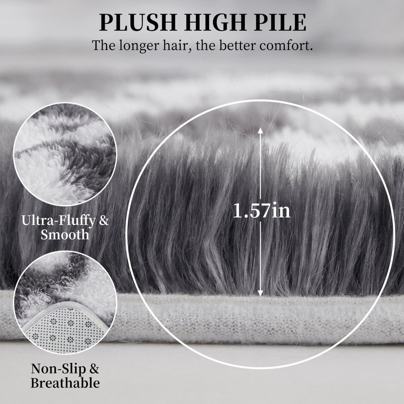 Extra 9x12 Shag Area Rugs for Living Room Grey Rug Thick Plush Non-Slip Shaggy Carpet Fuzzy Rugs for Bedroom Modern CowHome Decor Rugs
