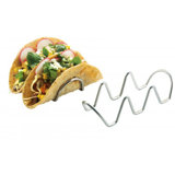 2 Compartment Stainless Steel Mini Taco Holder - 4 1/2" X 2 1/2" X 1 3/4"
