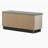38.5"W Shoe Cabinet with Sliding Doors and Upholstered Top, Oak Finish
