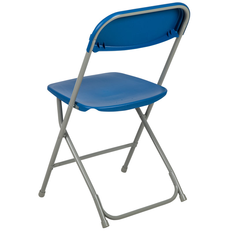 Hercules Series Plastic Folding Chair - 650LB Weight Capacity, Blue/Gray