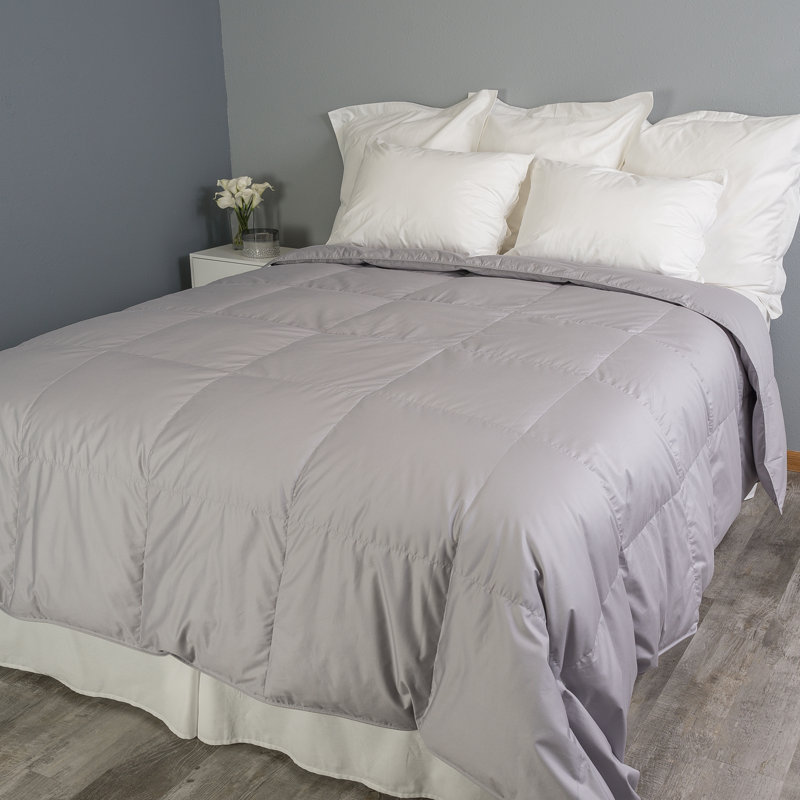 Sateen Baffle Box Stitch Comforter, Queen Comforter, Titanium Gray