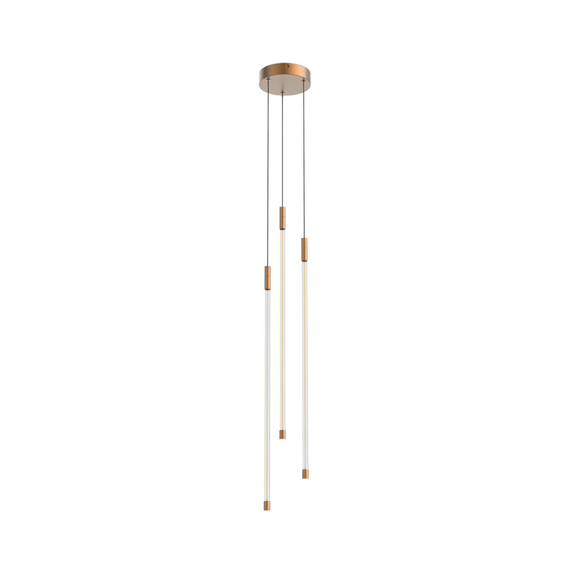 Motif 3 - Light LED Cluster Pendant, Brushed Gold, 26.75" H x 5.5" W x 5.5" D