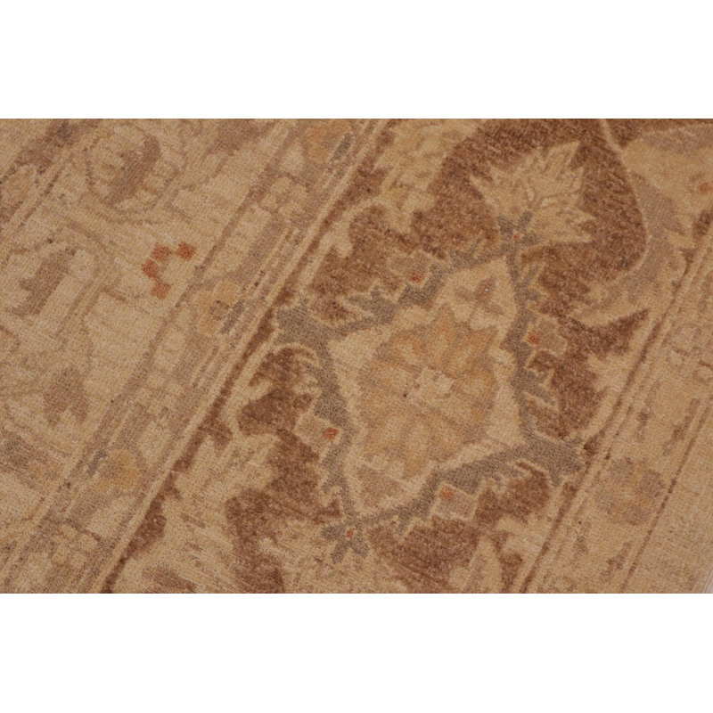 Tapis jaune / brun en laine noué à la main de style oriental rectangulaire 9 pi 3 po x 11 pi 1 po Dorr