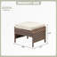 Ensemble de mobilier de patio en résine tressée 4 pièces, ensemble de conversation extérieur en rotin PE marron avec 2 fauteuils pivotants et 2 poufs, coussins beiges-1234228993