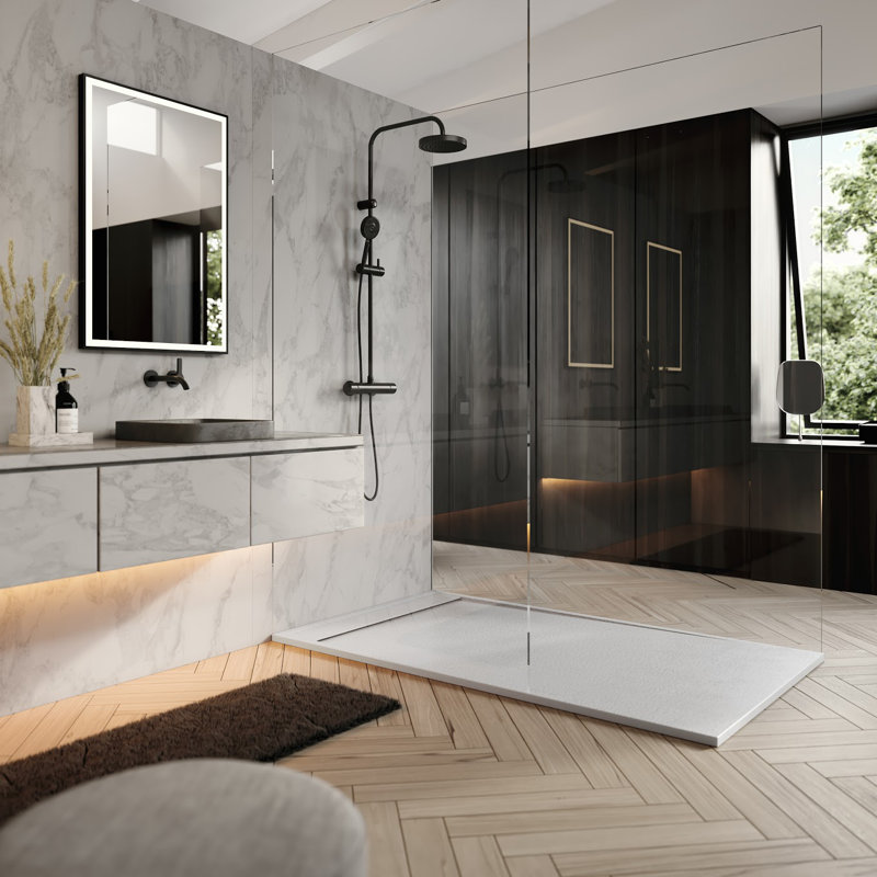 Base de douche à seuil simple l 60 po x P 32 po Rio, Blanc