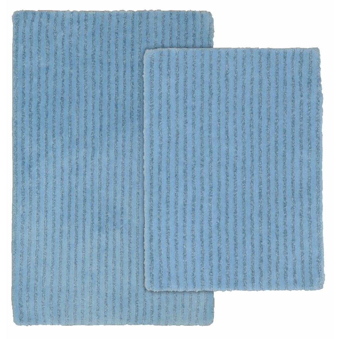 Viridian Nylon 2 Piece Bath Rug Set with Non-Slip Backing Red Barrel Studio®