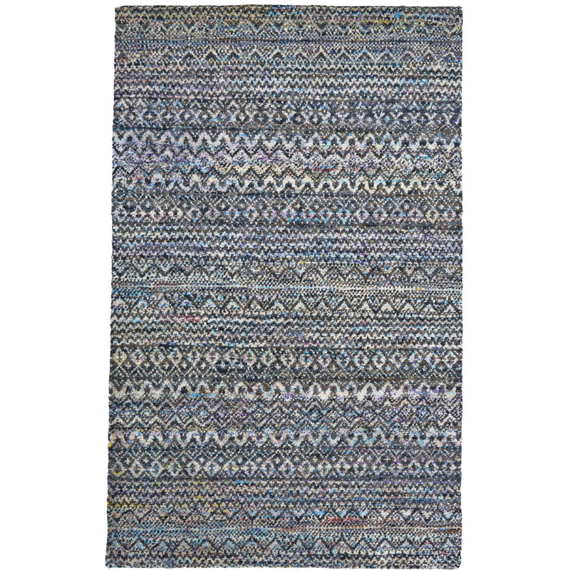 Tapis géométrique noué à la main à motif géométrique Margate, Rectangle 8 pi 6 po x 11 pi 6 po