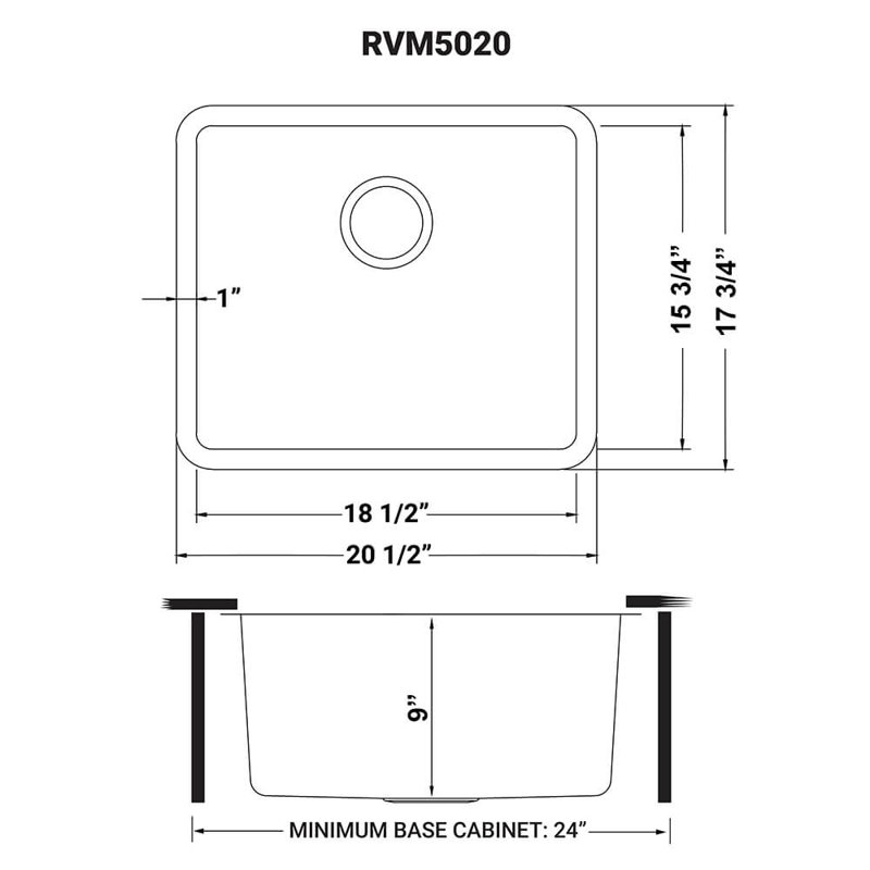 Ruvati 20-inch Undermount Bar Prep Kitchen Sink 16 Gauge Stainless Steel Single Bowl