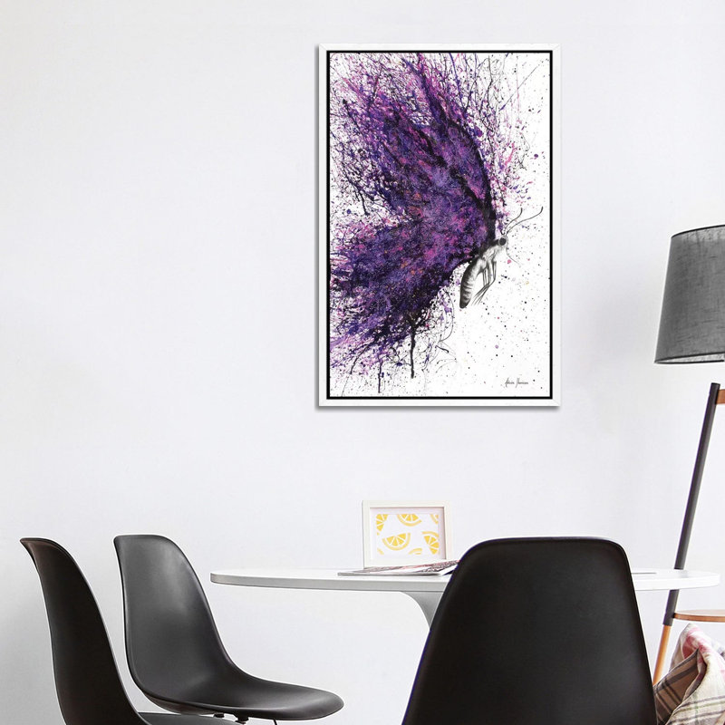 Purple Sky Butterfly by Ashvin Harrison - Print on Canvas, 101.6 cm H x 66.04 cm W, White Framed