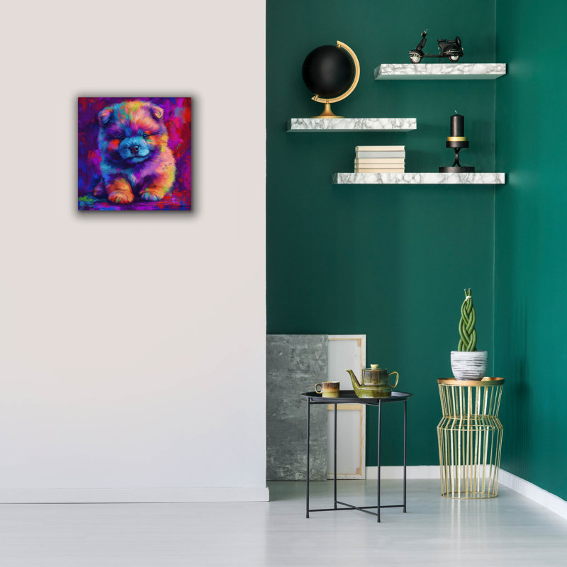  «Woof Chow Chow» par Rich Monet, art mural sur toile, 18 po x 18 po, H 18 po x l 18 po